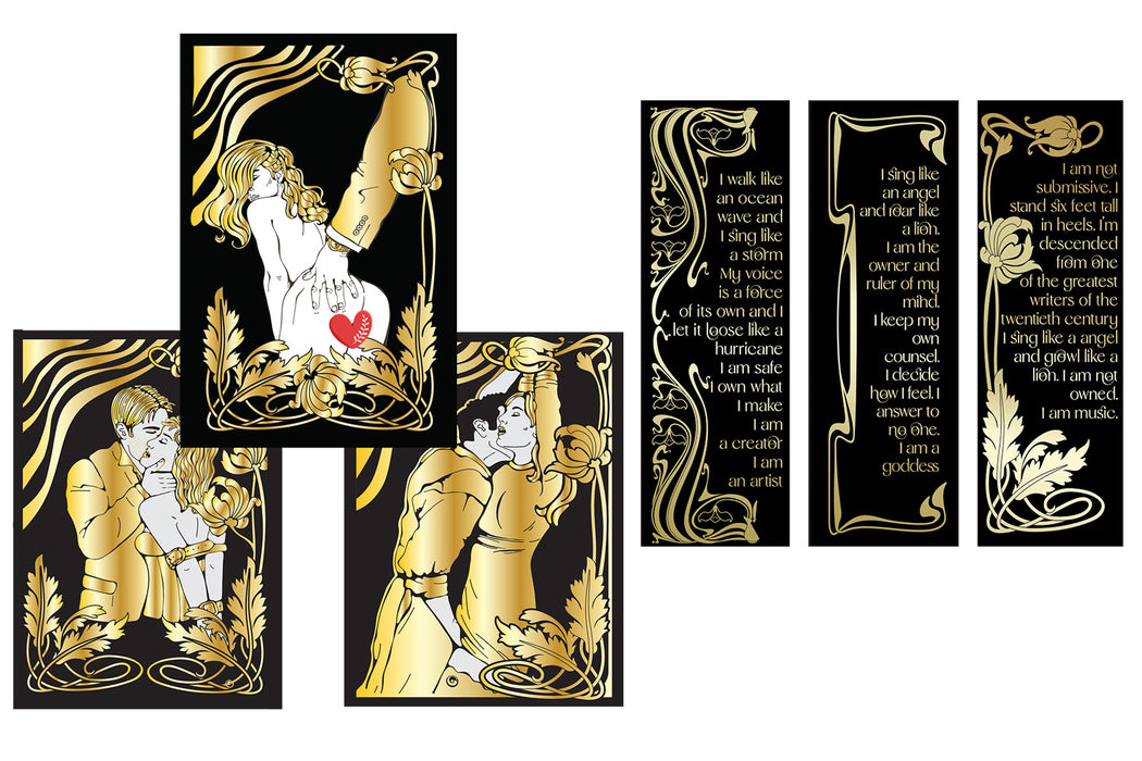 Sexy Gold Postcards and Bookmarks